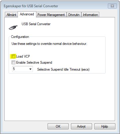 How to enable Load VCP